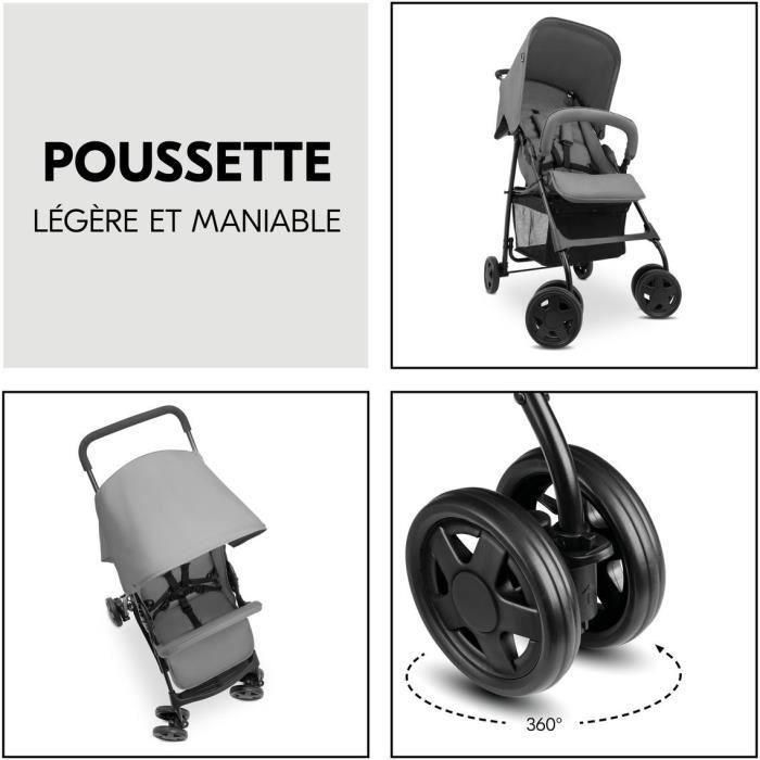 HAUCK - Cochecito - SPORT - Plegable y reclinable - Capota - 4 ruedas - Gris 2