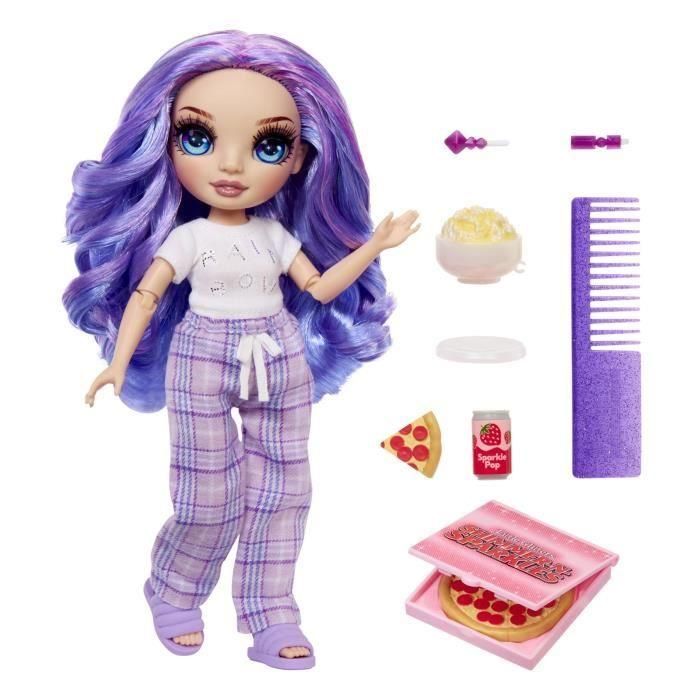 Rainbow High LIT0035051503705 Muñeca de moda articulada Junior High Pyjama Party, 22 cm, color Violeta Púrpura, con muchos accesorios 2