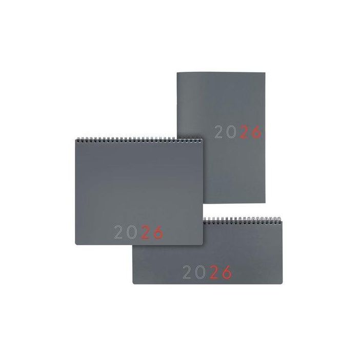 Agenda Anual (2026) Finocam Planificador + Notas Gris Surtido De 9