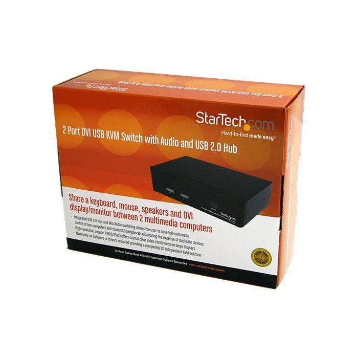 Startechcom SV231DVIUA Switch KVM 2 Puertos USB 2.0 DVI Digital con Audio y Hub USB 2.0 3