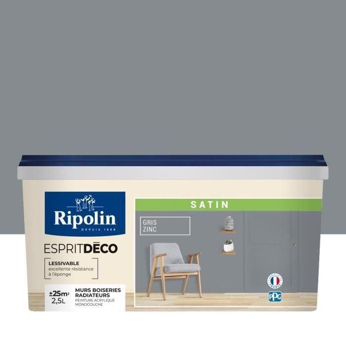 Pintura de pared RIPOLIN All Pieces - Gris zinc satinado, 2,5L Pintura de pared RIPOLIN All Pieces - Gris zinc satinado, 2,5L