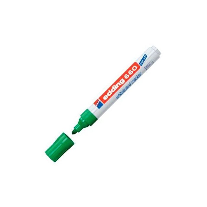 Edding Marcador Pizarra Blanca 660 Rellenable Verde 1.5-3mm - Borrado en Seco, Resistente a la Luz (10 Unidades) (10 Unidades)