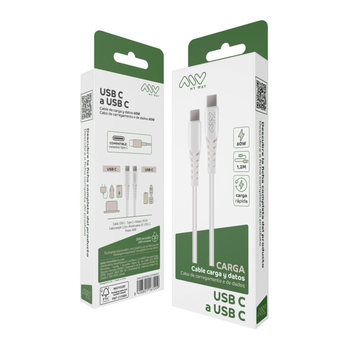 myway cable Tipo C-Tipo C 60W 1m blanco 8