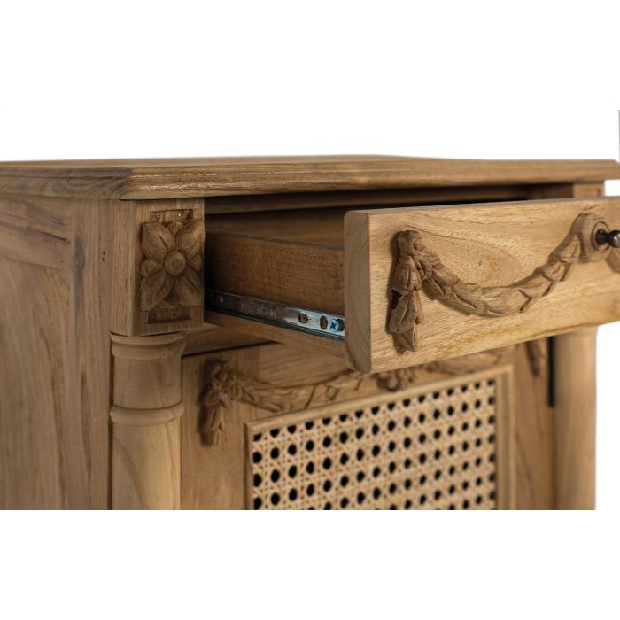 GINER Y COLOMER Mesita de Madera Maciza de Teca con Cajón y Puerta, Acabado Natural 4