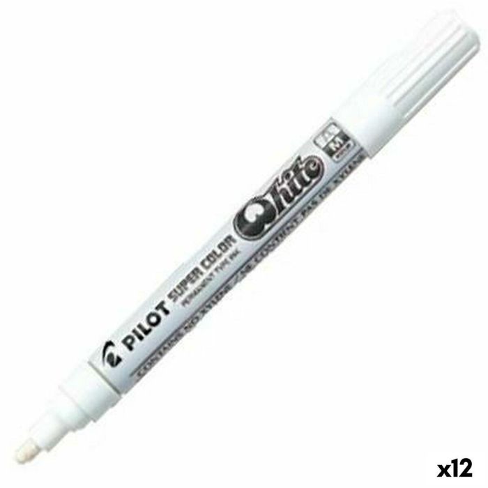 Pilot Marcador Permanente Desechable Blanco Medio (Set de 12) (Set de 12)
