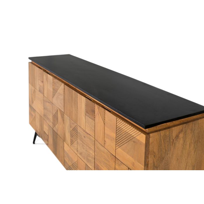 GINER Y COLOMER Aparador Madera de Mango 170 cm Natural Negro 3