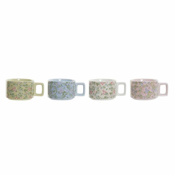 Cafe Shabby DKD Home Decor Verde Rosa 9.5 x 6.5 x 13 cm Set de 4