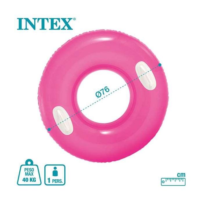 Intex Flotador Rueda Neón Hinchable PVC 76 cm con Asas para Niños +8 Años - Modelos Surtidos 14