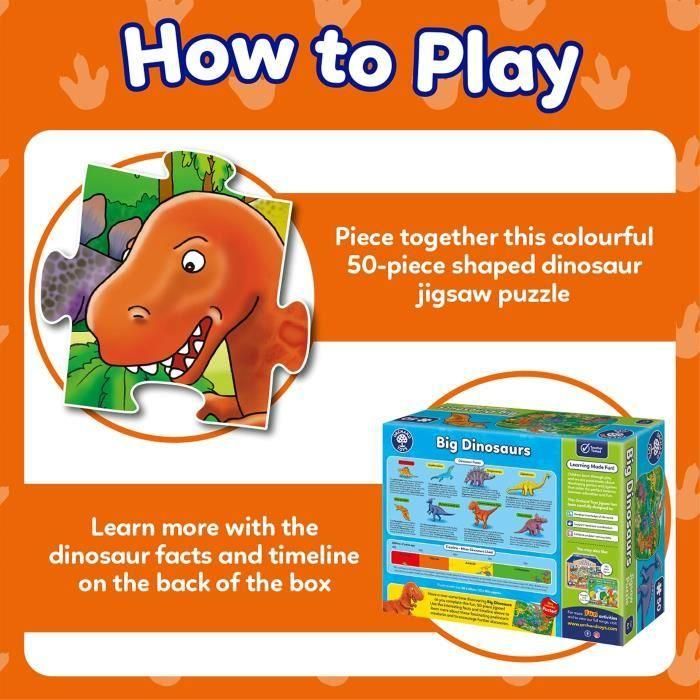 Puzzle de Dinosaurios - ORCHARD - 50 piezas - Desarrolla habilidades de coordinación y observación 3 Puzzle de Dinosaurios - ORCHARD - 50 piezas - Desarrolla habilidades de coordinación y observación 3