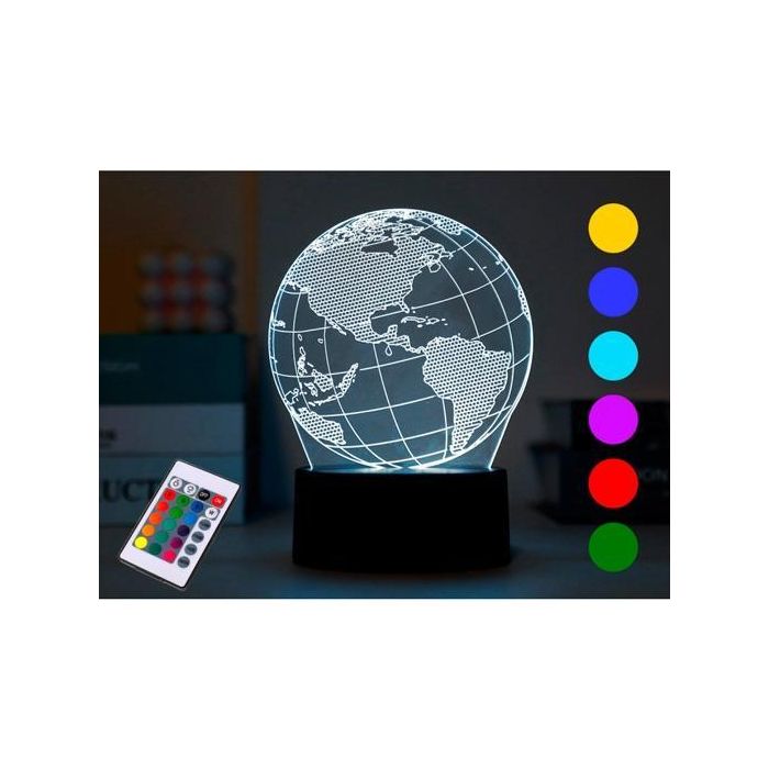 I-Total Lámpara Led 3D Mondo Con Base Táctil Y Mando A Distancia I-Total Lámpara Led 3D Mondo Con Base Táctil Y Mando A Distancia