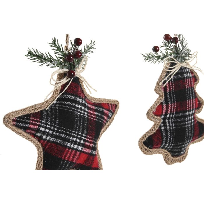 DKD Home Decor Decoración Colgante Navidad Tradicional Poliéster Rojo Verde (Colores Surtidos, 12 Uds) 4x21x16cm 1