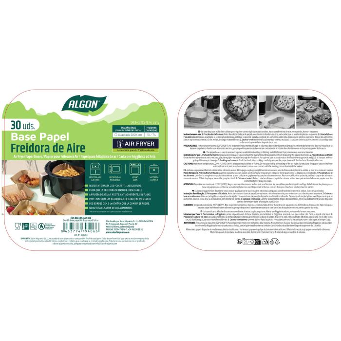 Set-30 Base Papel Airfryer Cuad24Cm Algon (24 Unidades) 11