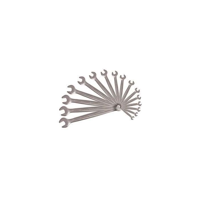 KS TOOLS 922.0045 Juego de 16 llaves combinadas métricas de 8 a 24 mm, ángulo de horquilla y ojo inclinado a 15°, en caja