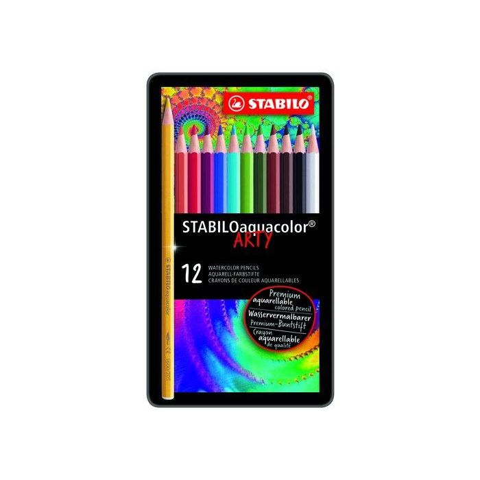 Lapices Acuarelables Stabilo Aquacolor Estuche Metal De 12