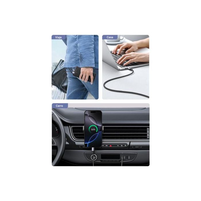 UGREEN 60126 Cable USB C a USB A de 1m, Carga Rápida 3A, Negro/Gris 7