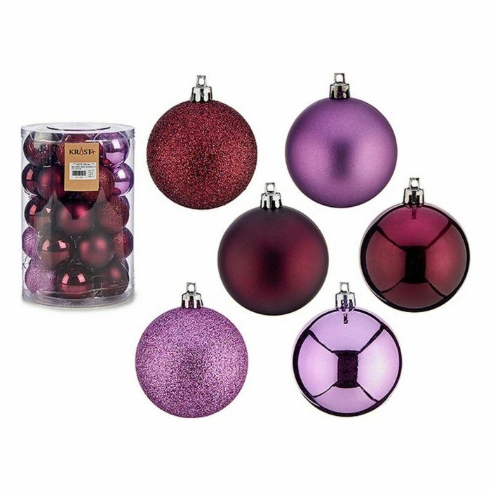 Set de Bolas de Navidad Morado Plástico 6 x 7 x 6 cm (6 Unidades) 1 Set de Bolas de Navidad Morado Plástico 6 x 7 x 6 cm (6 Unidades) 1
