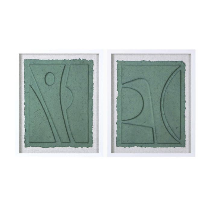 DKD Home Decor Juego de 4 Cuadros Scandi Abstractos Verde Menta y Blanco, 55x45x3 cm, Materiales Cristal y Papel Mache DKD Home Decor Juego de 4 Cuadros Scandi Abstractos Verde Menta y Blanco, 55x45x3 cm, Materiales Cristal y Papel Mache