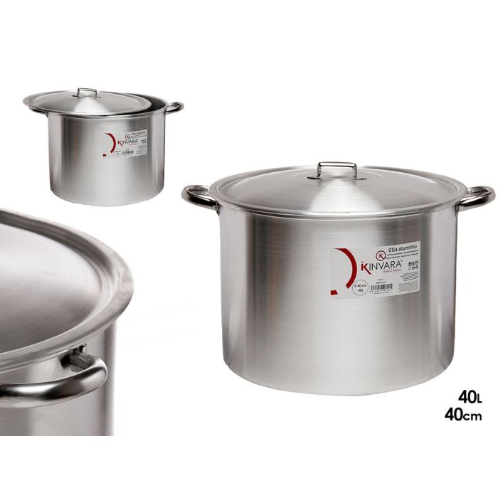 Kinvara Olla Aluminio 40 L 53x41.5x30 cm + Tapa 43x43x4 cm Plata (Set de 2) Kinvara Olla Aluminio 40 L 53x41.5x30 cm + Tapa 43x43x4 cm Plata (Set de 2)