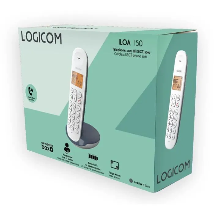 Logicom LOG3483071500124 Teléfono Fijo Inalámbrico DECT ILOA 150 SOLO Pizarra Sin Contestador Automático 4