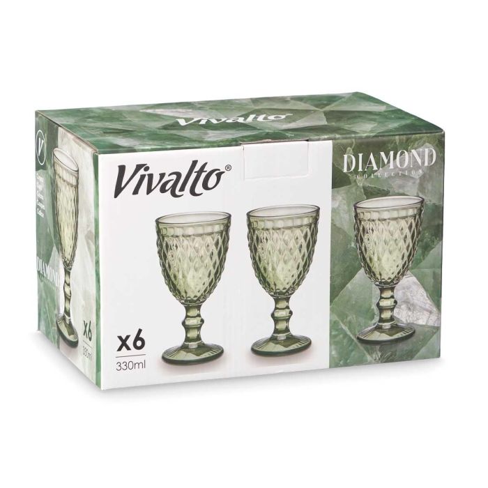Copa Diamante Verde 330 Ml Vivalto 8x16x8cm (24 Unidades) 1