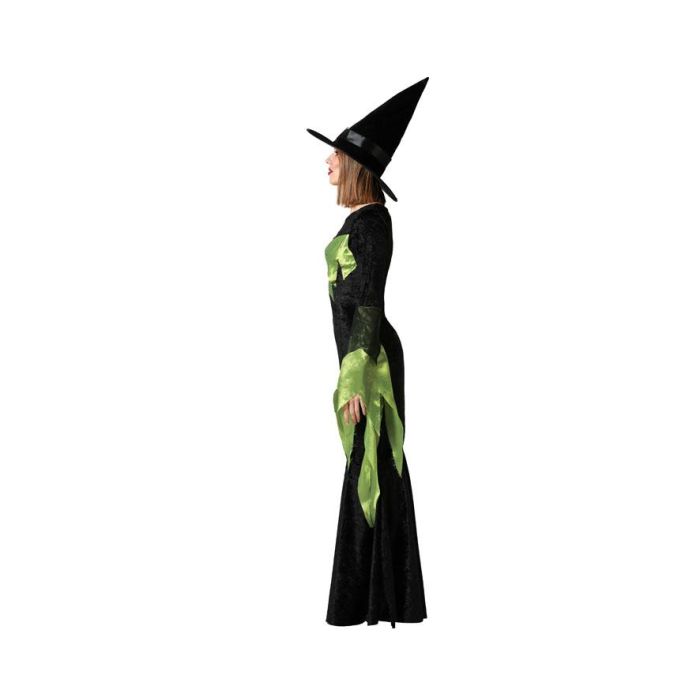 Disfraz Bruja Verde Elegante Con Sombrero Mujer Adulto XS-S 1 Disfraz Bruja Verde Elegante Con Sombrero Mujer Adulto XS-S 1