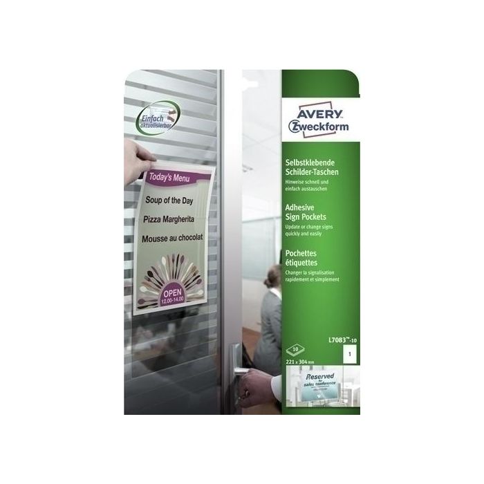 Funda Porta Carteles Avery Vertical A4+ Permanente Caja De 10