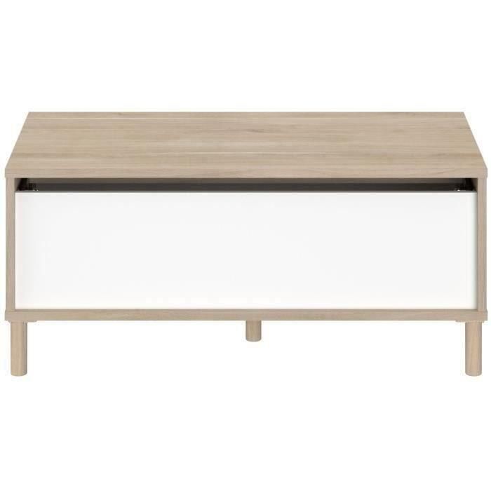 Mesa de centro elevable MORPHOS - L 100 x P 50 x H 43,6 cm - Rectangular - Decoración blanco/roble - PARISOT 3 Mesa de centro elevable MORPHOS - L 100 x P 50 x H 43,6 cm - Rectangular - Decoración blanco/roble - PARISOT 3