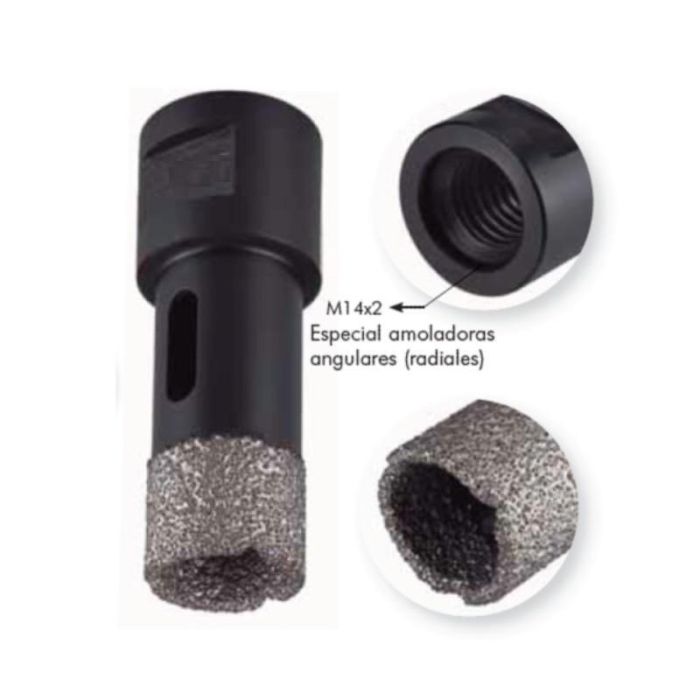 Celesa Corona de Diamante para Porcelánico, Broca de 6mm, Conexión M14 para Amoladora