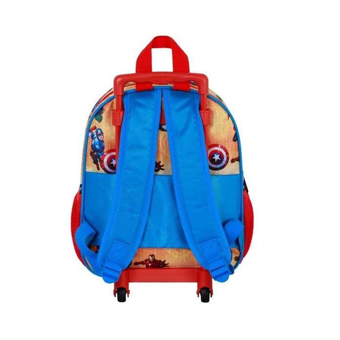Marvel Los Vengadores Mochila Pequeña 3D con Ruedas Infantil Niños Niñas Los Vengadores Rojo 7L 3