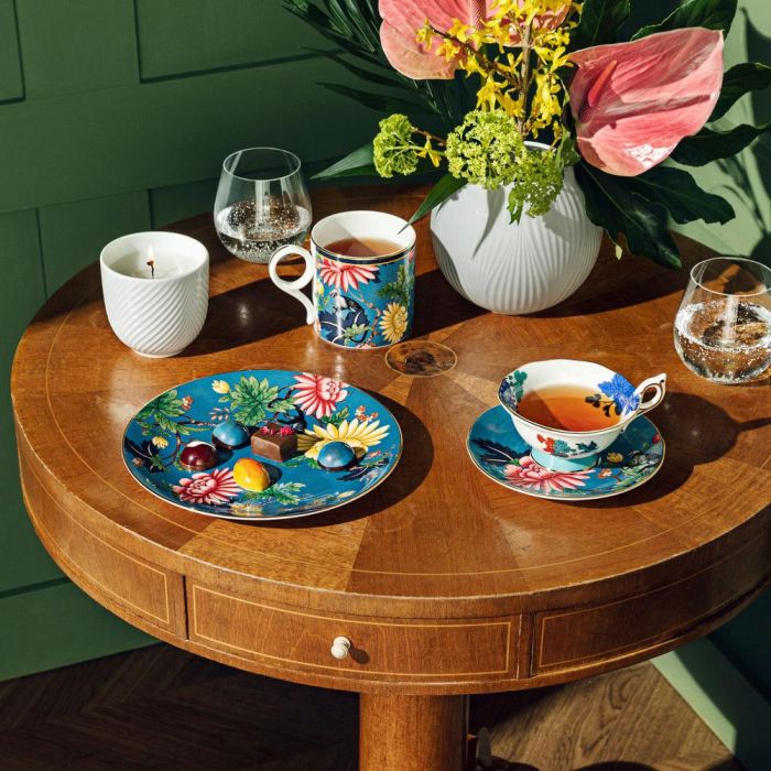 Wedgwood Taza Wonderlust 280 Ml Sapphire Garden (4 Unidades) Con Franjas de Oro de 22 Quilates 1