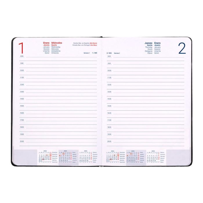 Agenda Encuadernada Liderpapel Mykonos A5 2025 Dia Pagina Color Negro Papel 70 gr 8