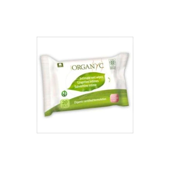 ORGANYC Toallitas Íntimas Húmedas de Algodón Orgánico con Manzanilla y Caléndula para Piel Sensible y pH Equilibrado 20ud