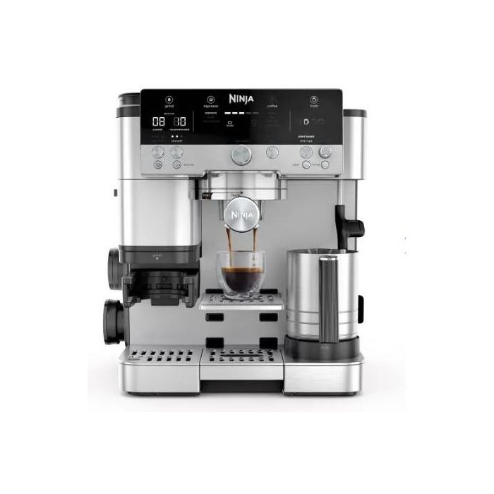 Ninja ES601EU Máquina Espresso Luxe Café Premier con Molinillo Integrado y Espumador de Leche 2L Negra/Acero Inoxidable