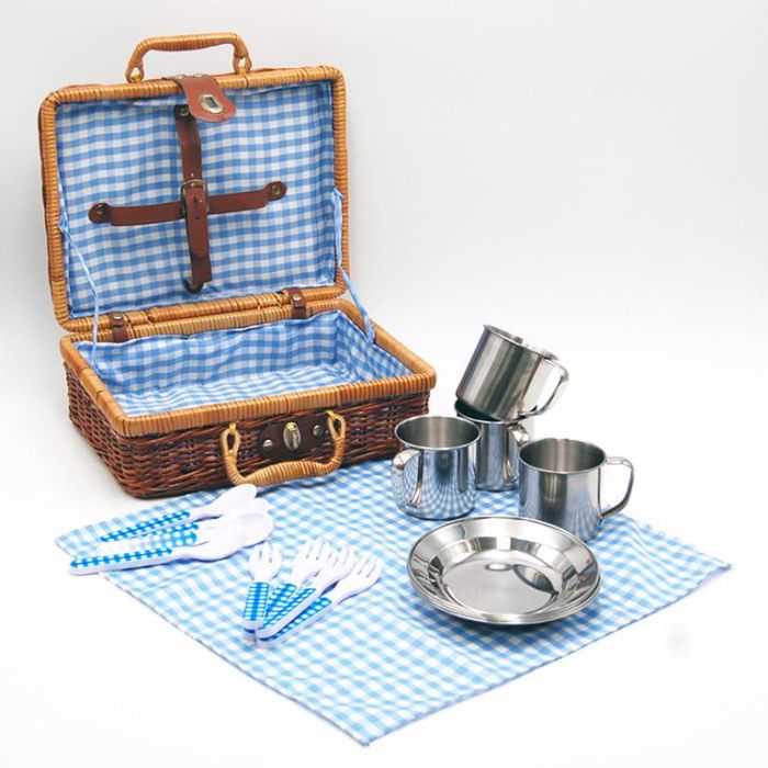 Tachan Set Picnic Cesta Mimbre Vichy 205117 Con Accesorios Incluidos 1