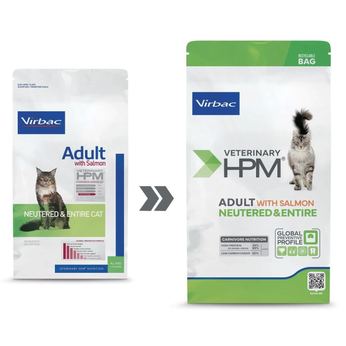 Virbac Adult Salmon Neutered & Entire Cat - Dieta completa para control de peso, 7 kg