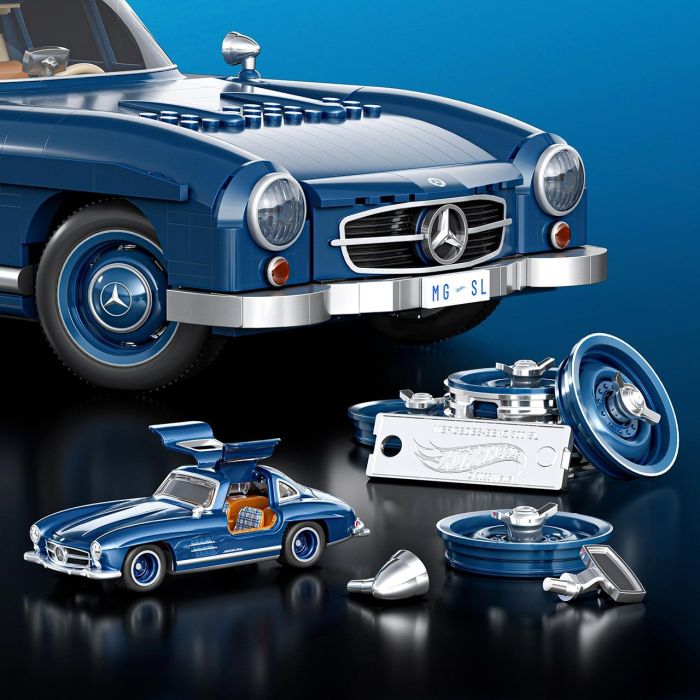MEGA BLOKS Hww25 Mercedes-Benz 300 SL 54 Conjunto de Construcción Premium Hot Wheels 1:12 Coche Metálico con 1500 Bloques 1