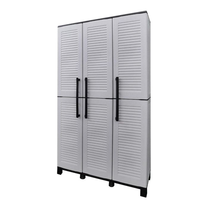 Art Plast Armario alto Family de Polipropileno, estantes ajustables y portaescobas, Gris Claro, 102 x 37 x 169 cm