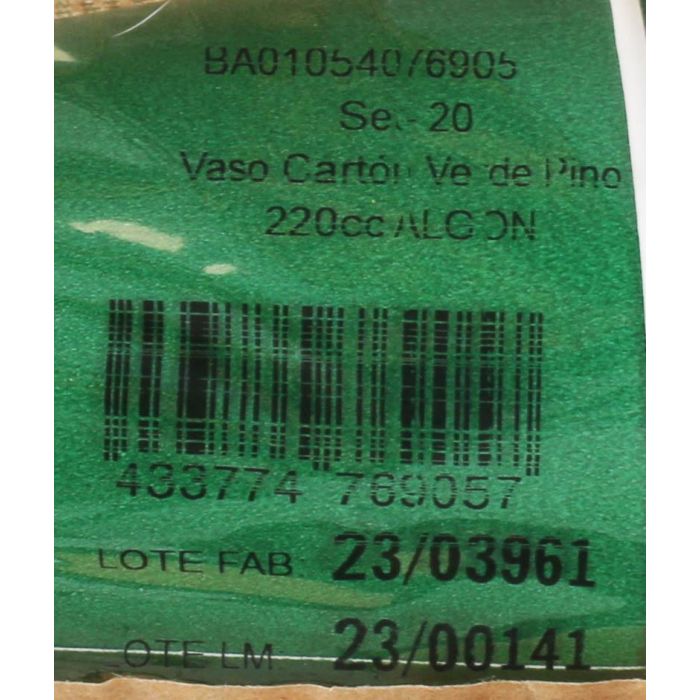 Set de 20 vasos de cartón verde pino 220 cc - Algon (20 Cajas) 1 Set de 20 vasos de cartón verde pino 220 cc - Algon (20 Cajas) 1