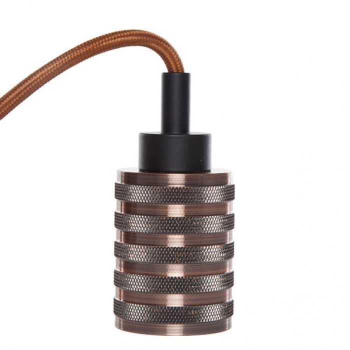 Pendel 2M - Cable Marrón - Portalámparas E27 Marrón - Rosetón Negro 100Mm [AM-AT662] 1