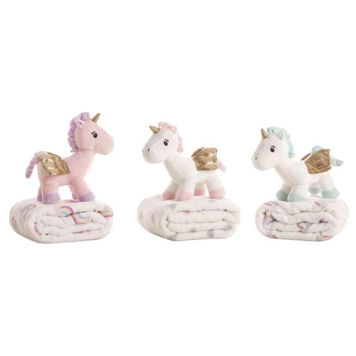 Creaciones Llopis Peluche Unicornio 26 cm con Manta Coralina 90x75 cm - Modelos Surtidos 3