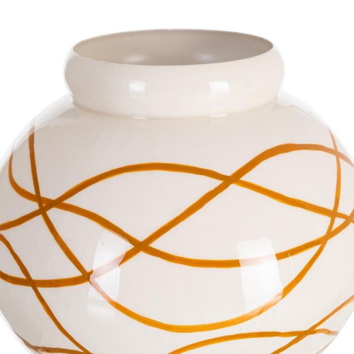 Jarrón Blanco-Mostaza Metal Decoración 23 X 23 X 20 cm