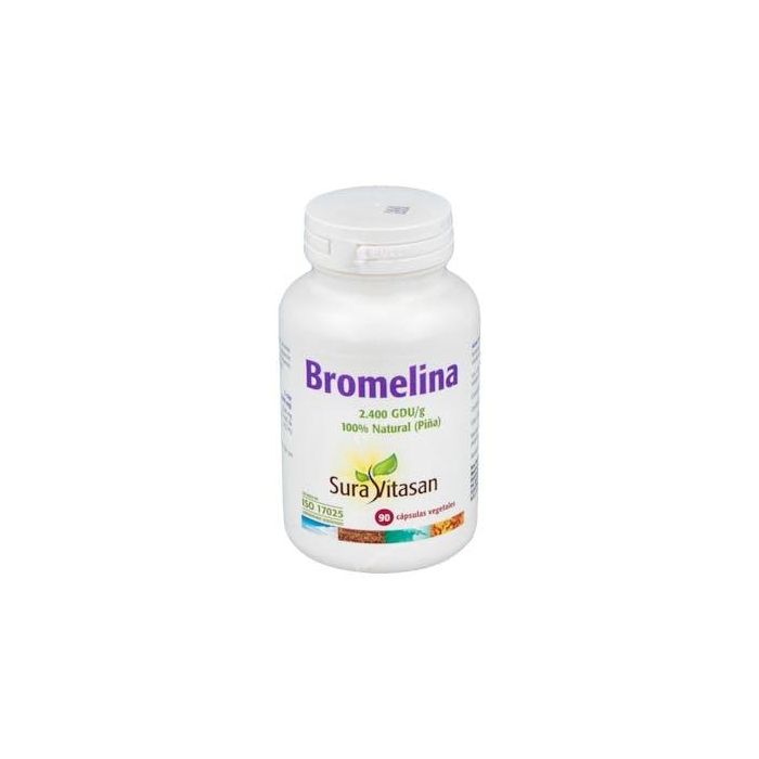 SURA VITASAN Bromelina 500 mg, Enzima Digestiva de Piña con 2.400 GDU/g, 90 Cápsulas Vegetales