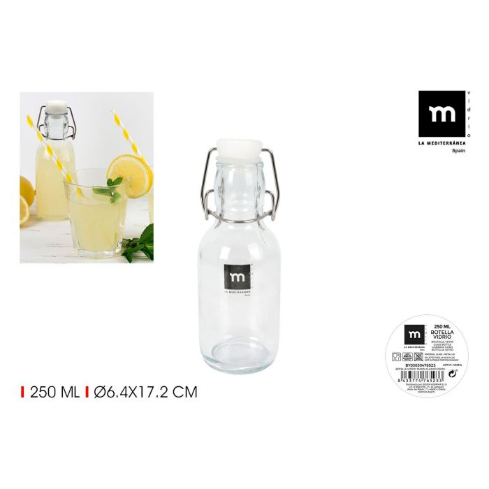 La Mediterranea Botella de Vidrio con Tapon Clásico 250 ml - 6.4 cm x 17.5 cm x 6.4 cm (24 Unidades) La Mediterranea Botella de Vidrio con Tapon Clásico 250 ml - 6.4 cm x 17.5 cm x 6.4 cm (24 Unidades)