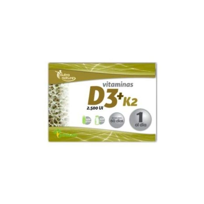 PINISAN Vitamina D3 62,5 mcg + Vitamina K2 100 mcg. Mantenimiento óseo, dental y cardiovascular. 60 cápsulas
