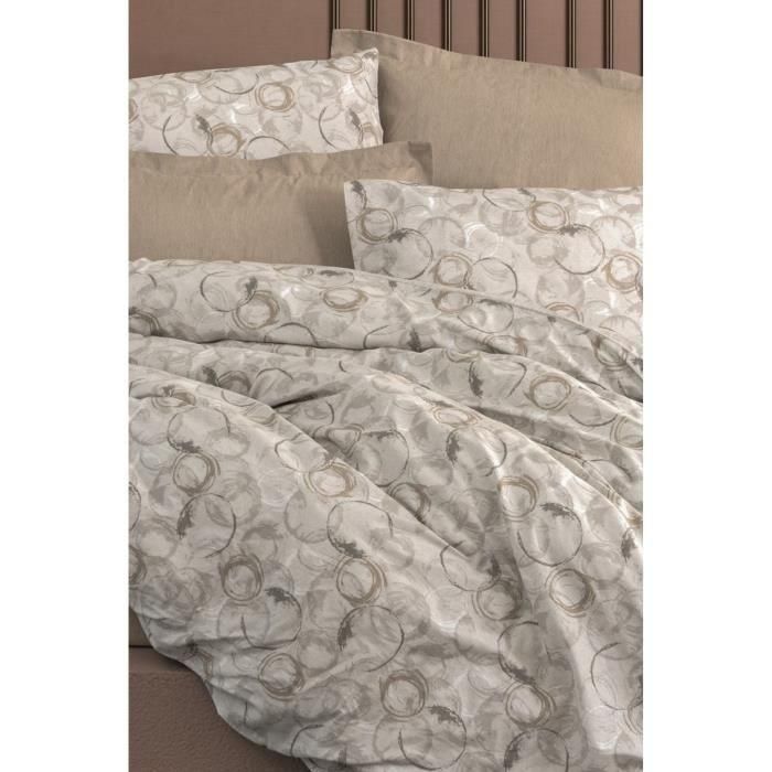 Juego de cama - 1 funda nórdica 220x240 cm + 2 fundas de almohada 60x60 cm - 100% algodón - Beige 3 Juego de cama - 1 funda nórdica 220x240 cm + 2 fundas de almohada 60x60 cm - 100% algodón - Beige 3