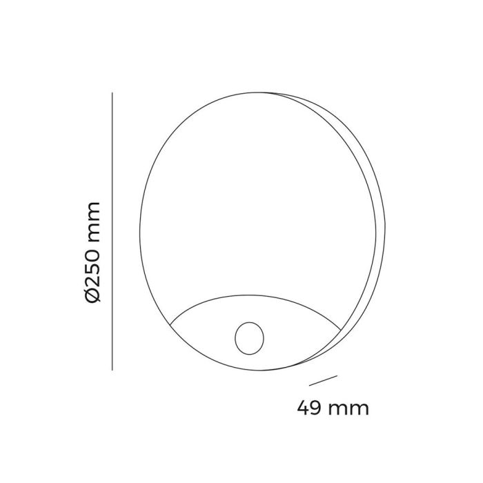 Aplique redondo exterior led 13w 1850lm 6400k ip44 ø25x4,9cm con sensor de movimiento edm 1