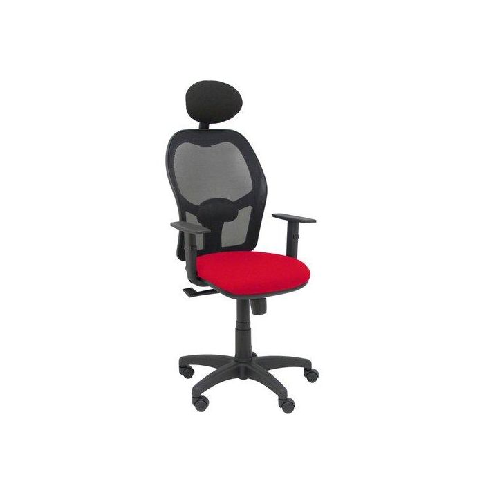 Silla Piqueras Y Crespo Alocen Brazos Regulables Cabecero Incluido Mecanismo Sincro Refuerzo Lumbar Ruedas Nylon Respaldo Malla Negra Transpirable Y Asiento Tapizado Bali Rojo