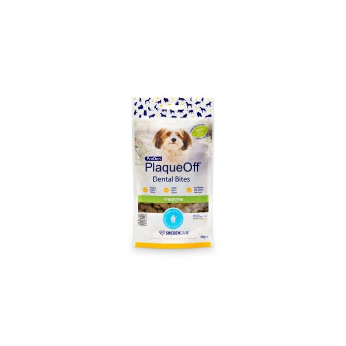 Proden Plaqueoff Dental Bites - Complemento alimenticio natural para perros, 60 gr, combate placa, sarro y mal aliento