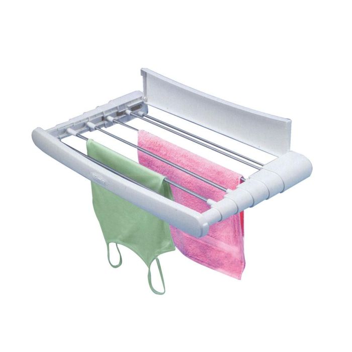Gimi Telepack 100 Tendedero de Pared Plegable 7m Tendido Aluminio Resina Blanco 100x38 cm Multifuncional Baño Terraza 2