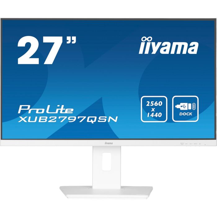 Iiyama XUB2797QSN-W2 Monitor 27" QHD IPS 1440p 1ms 300cd/m² con Dock USB-C 65W, 3x USB-A 3.2, Blanco 1
